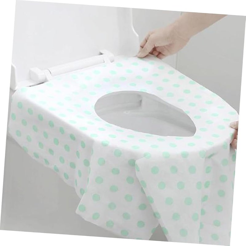 أغطية مقاعد المرحاض القابلة للتخلص مناسبة للسفر 14 قطعة قماش غير منسوج كبير سهل الحمل - Image 5